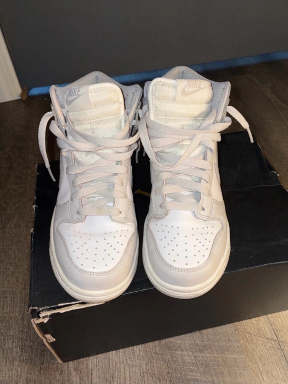 Nike Kids High-Top Sneakers in White and Light Gray